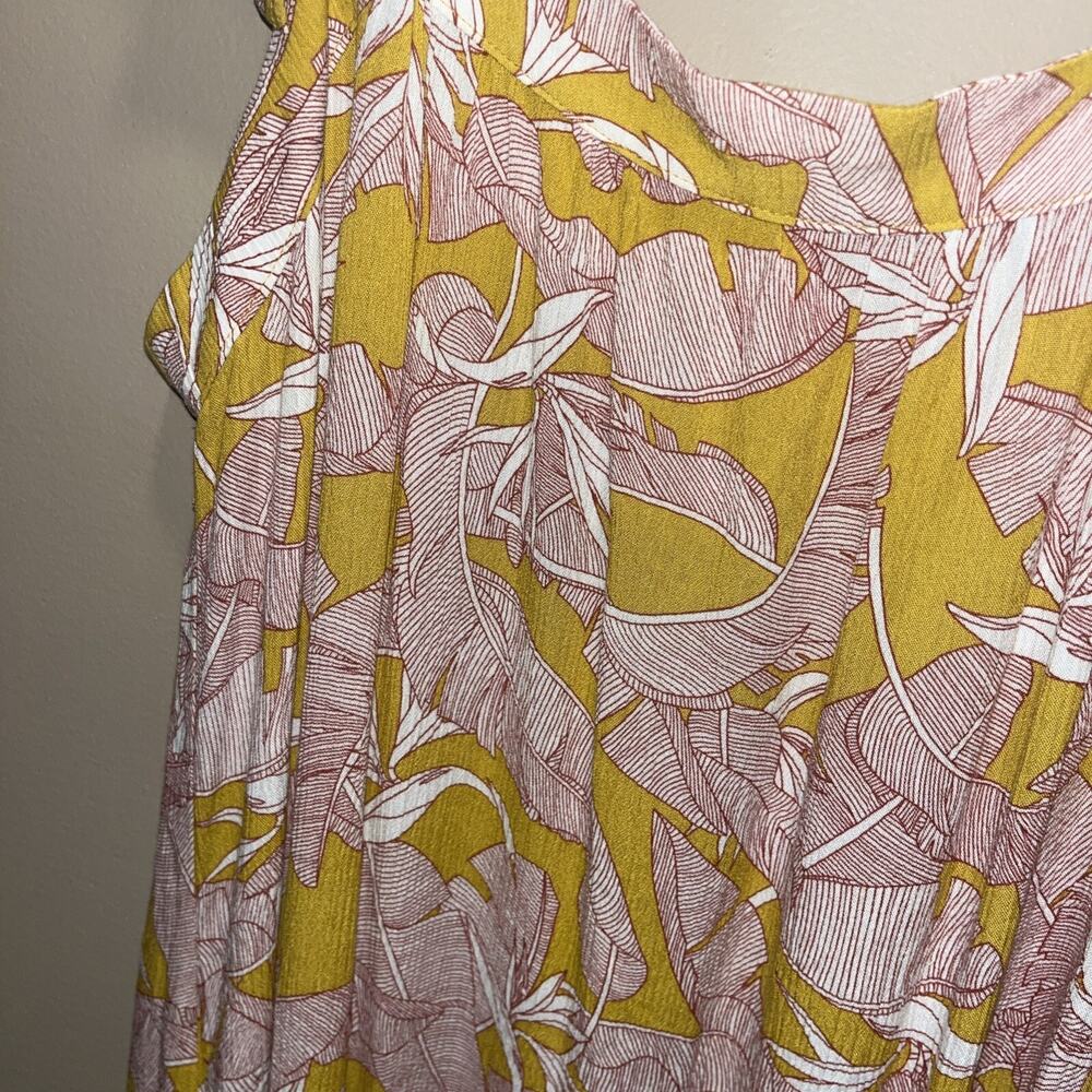 Knox Rose Womens Yellow Red Long Sun Dress L Flutter Sleeve Floral Cottage Core - Picture 3 of 12